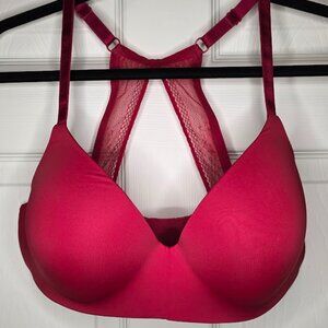 Victoria's Secret Smooth T-shirt Bra Racer Back Red Lace NEW